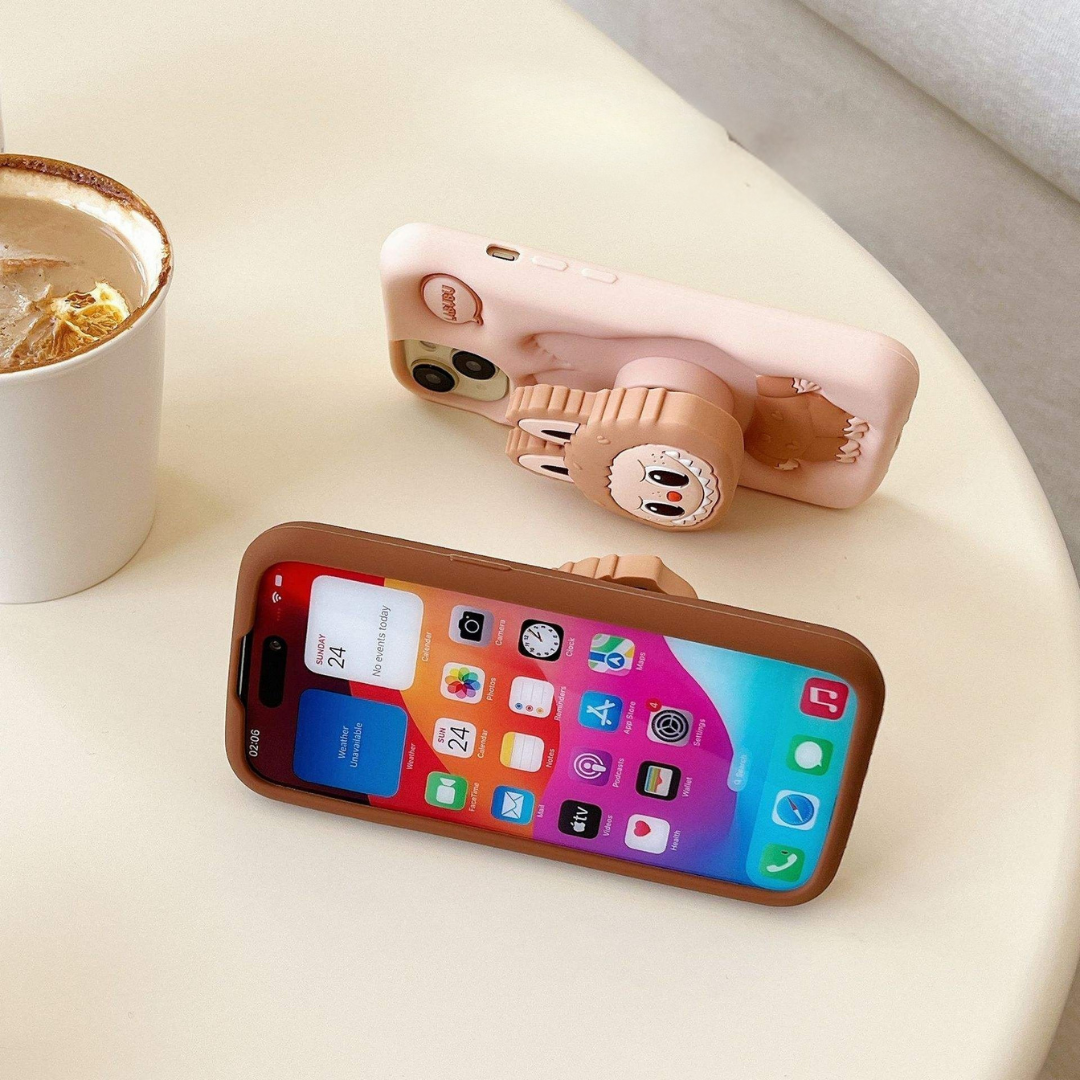 3D Pop socket Silicone iPhone Case Cute Monster Grip