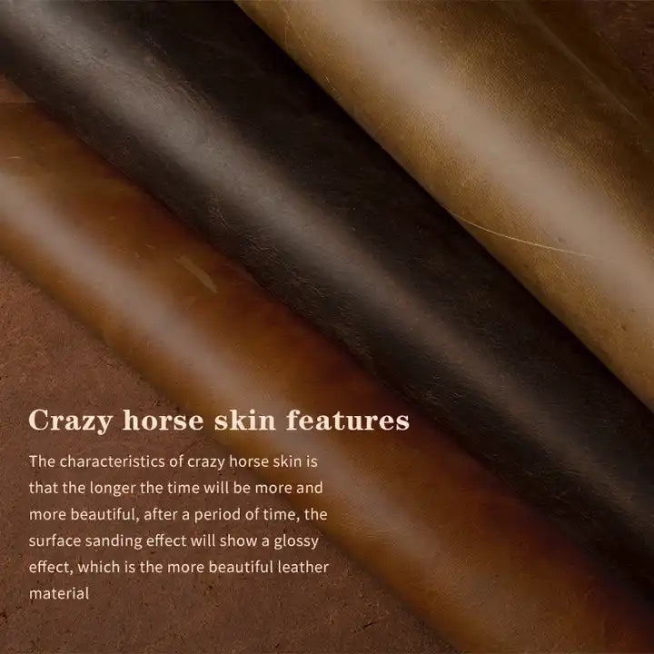 Luxury Genuine Leather Crazy Horse Pattern Phone Case with MagSafe