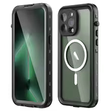 IP68 Waterproof Case On For iphone 11 12 13 14 15 16  Pro Max Case Transparent Armor Diving Swim Wireless Charging Full Cover iphone14 Plus Capa